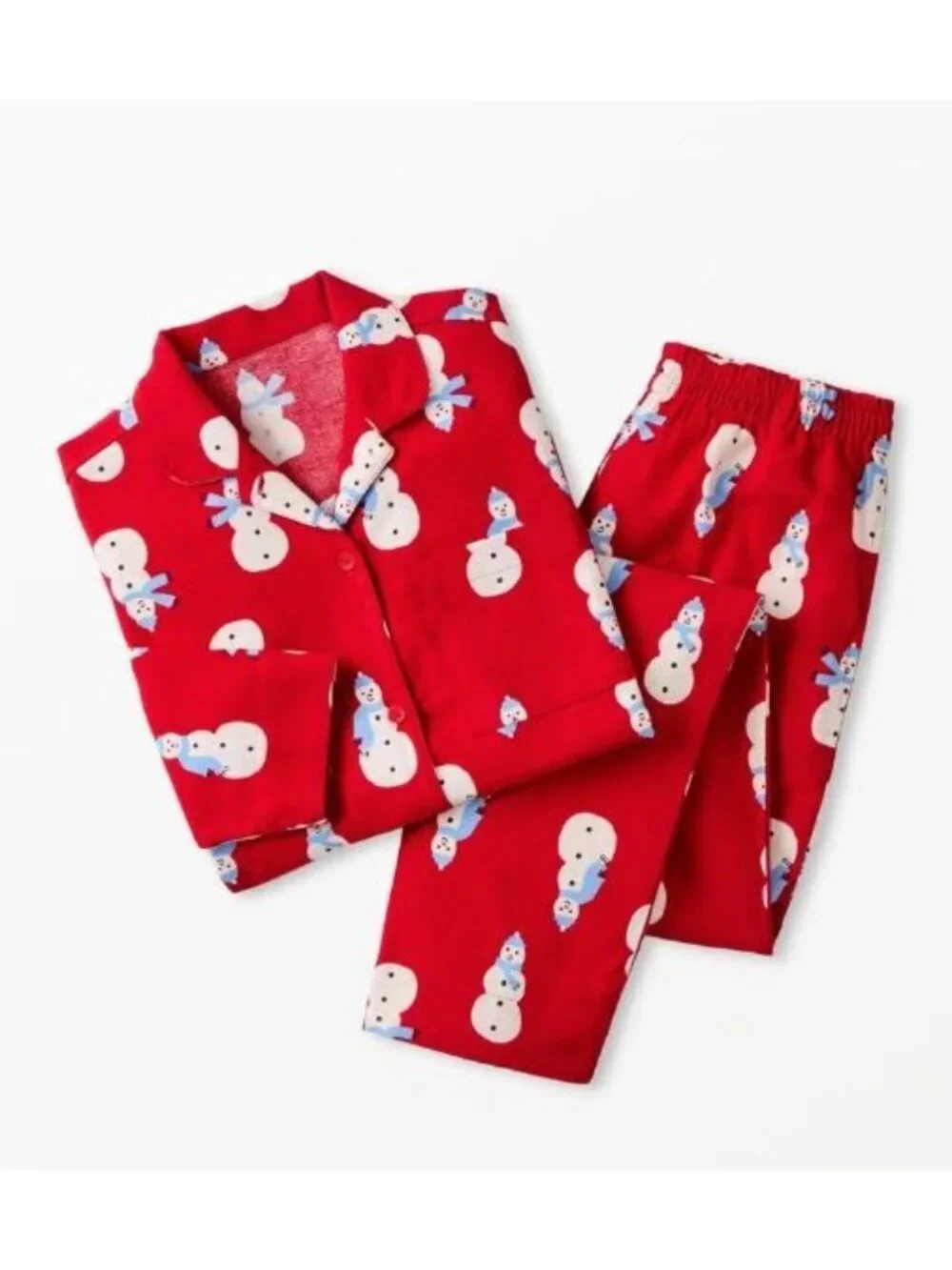 Hanna Andersson Mens/Unisex Red Snowman Print Pajama Set